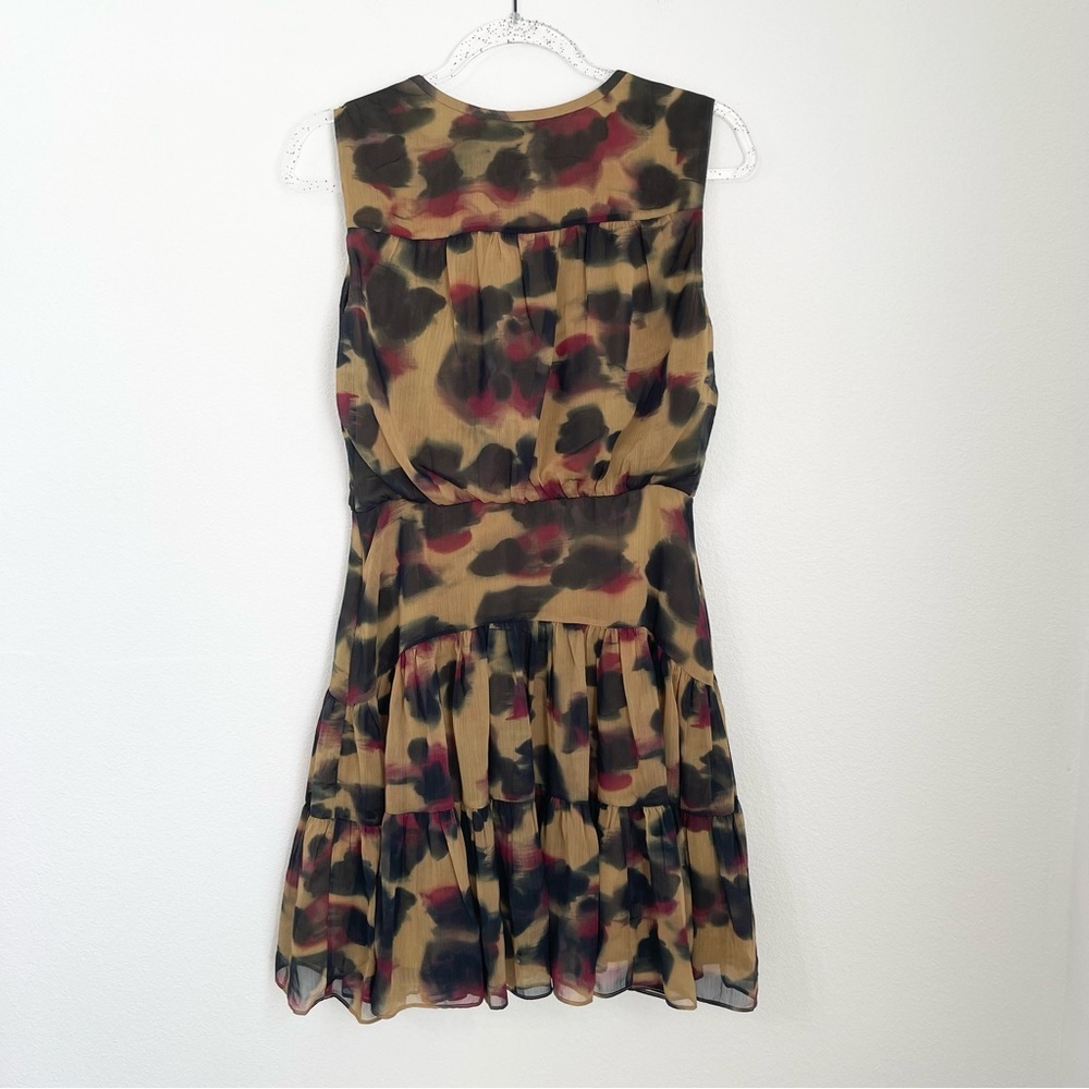 TED BAKER DRESS ELVINIA ANIMAL PRINT BUTTON UP GGT MINI DRESS BROWN. Size 2 - Picture 4 of 12
